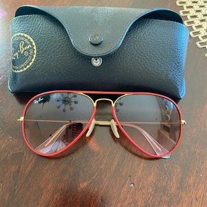 Rayban aviator red and gold glasses rare find authentic